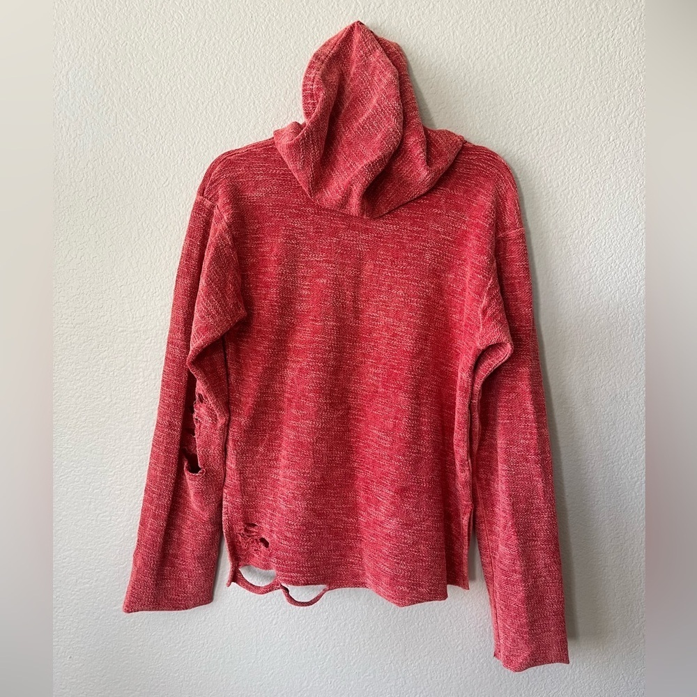 Alchemist Baja Distressed V Neck Pullover Sweatshirt in Red Women's Size XS - Picture 3 of 15